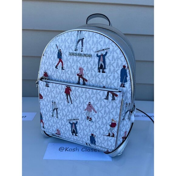 Michael Kors backpack adina medium jet set girls MK signature bright white multi main image 11